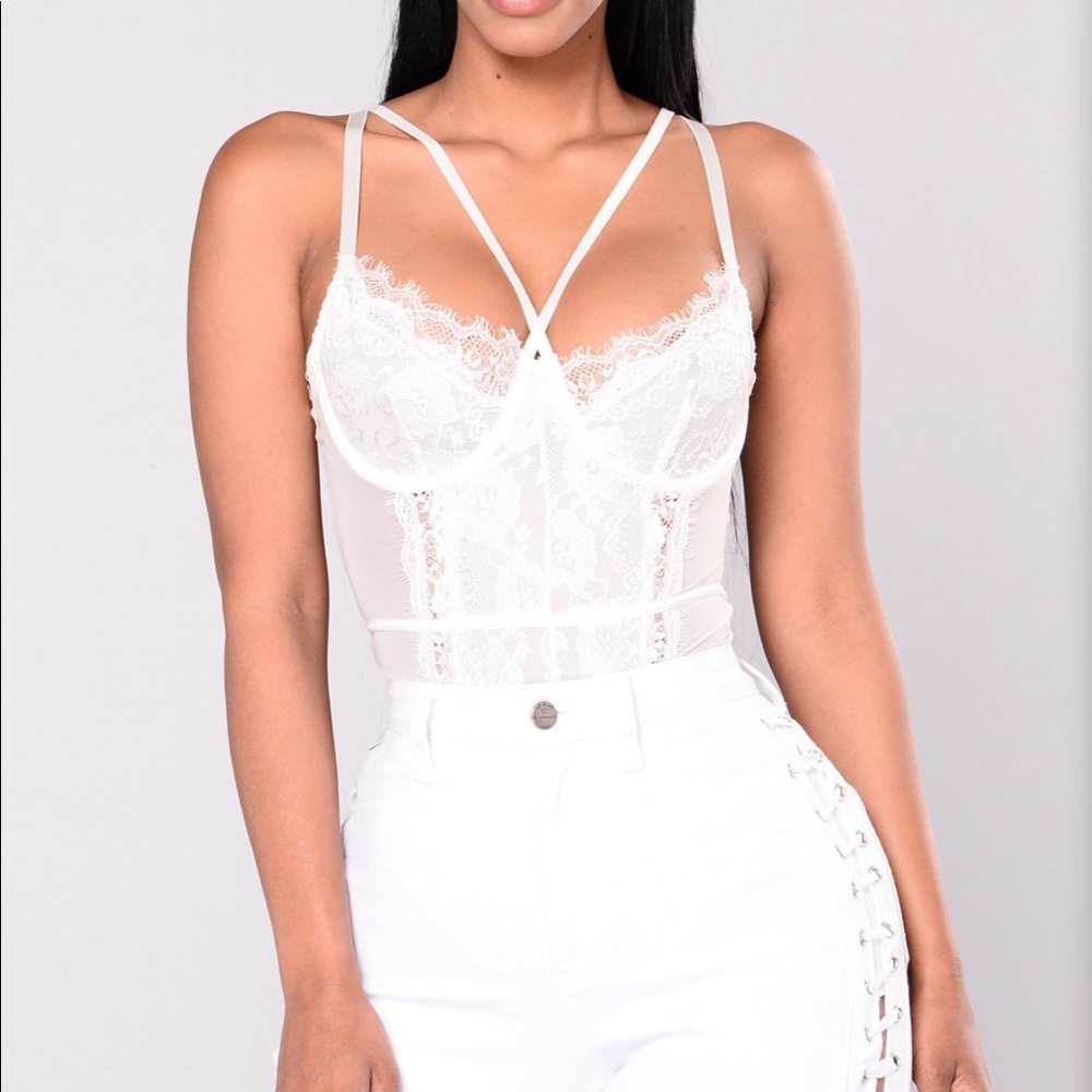 Fashion Nova White Lace Teddy